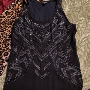 Express Black Embellished Tank Top